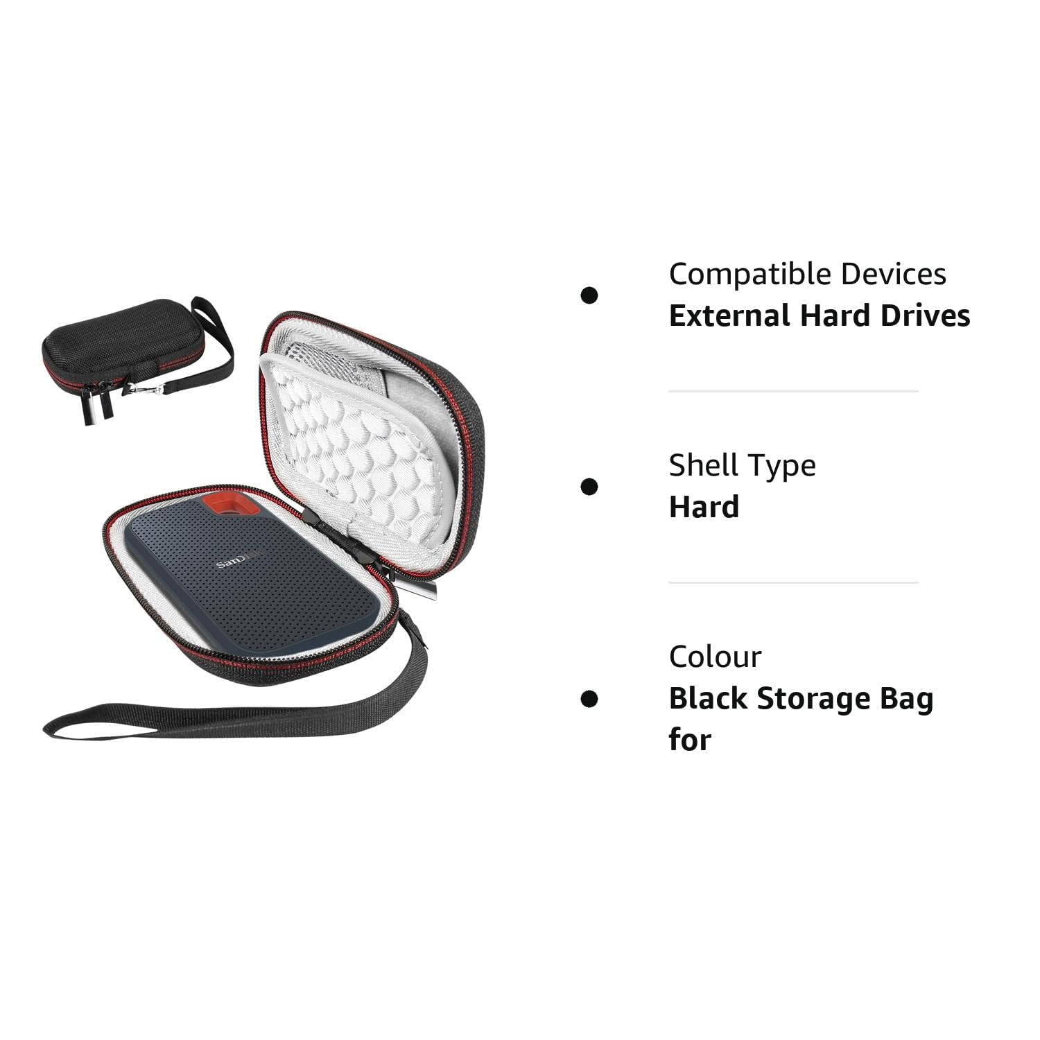ZORBES Hard Drive Storage Bag for SanDisk 500GB/ 250GB/ 1TB/ 2TB/ 4TB Portable SSD- SDSSDE61/ SDSSDE60-Black ZORBES Hard Drive Storage Bag for SanDisk 500GB/ 250GB/ 1TB/ 2TB/ 4TB Portable SSD- SDSSDE61/ SDSSDE60-Black